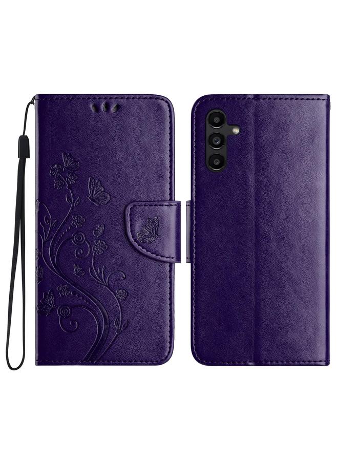 اس-توب جراب لهاتف Samsung Galaxy A56 5G بنمط زهرة الفراشة من الجلد القابل للطي - Image 1