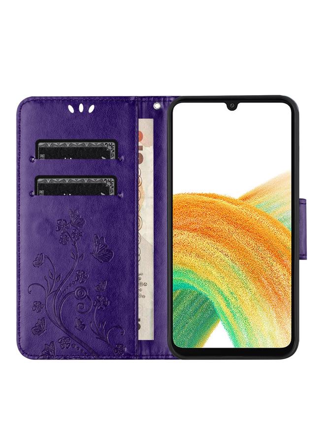 اس-توب جراب لهاتف Samsung Galaxy A56 5G بنمط زهرة الفراشة من الجلد القابل للطي - Image 4