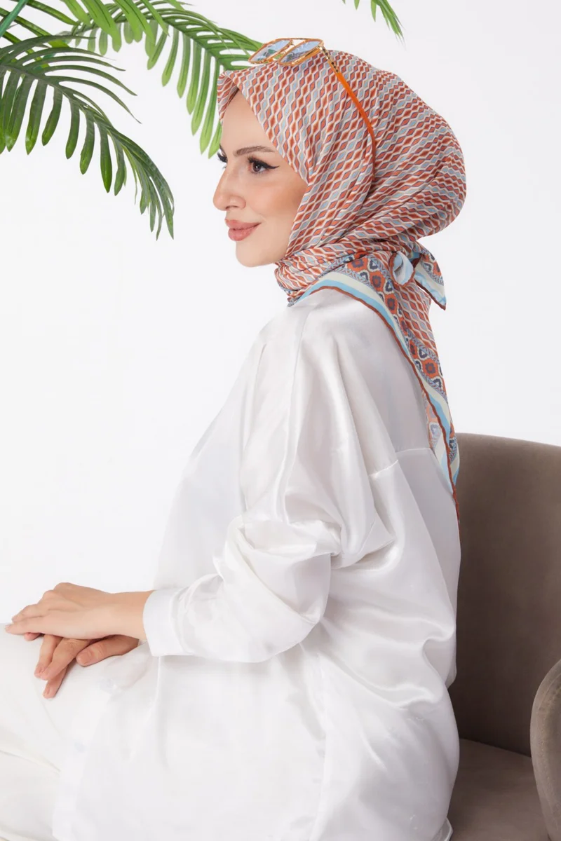 Tofisa Plain Medium Women's Tile Patterned Scarf - 25974