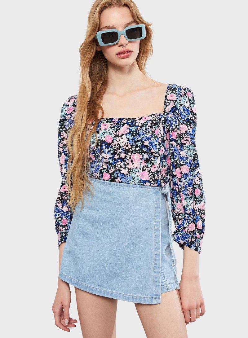 ال سي وايكيكي بلوزة بأكمام منفوخة وطبعة أزهار - Image 1