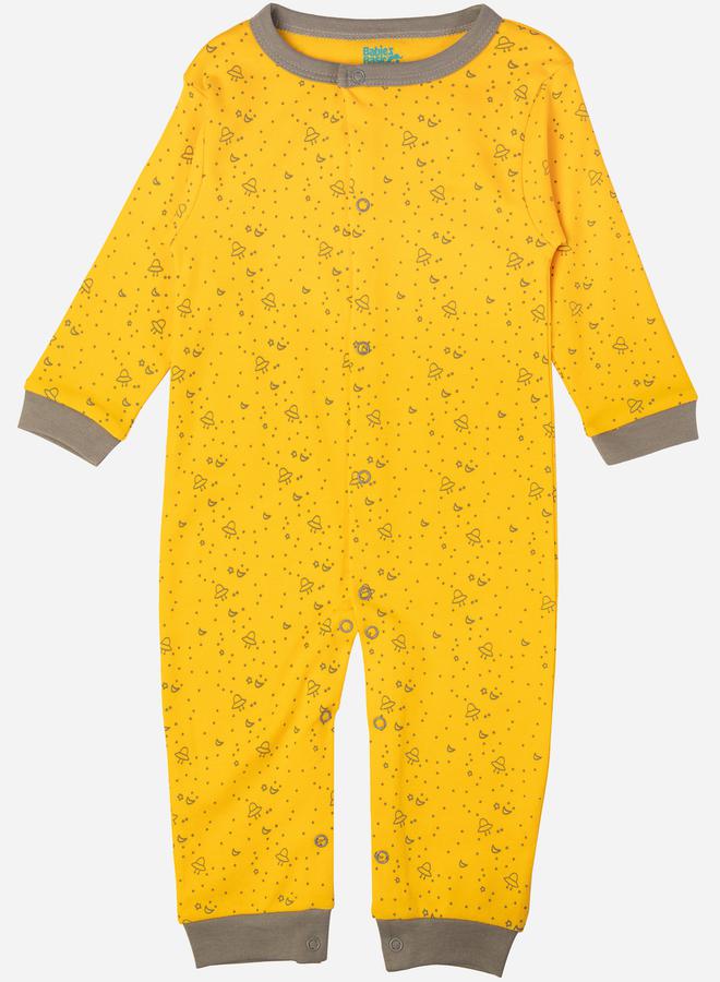 Babies Basic Printed Cotton Long Sleeves Sleepsuit - Image 1