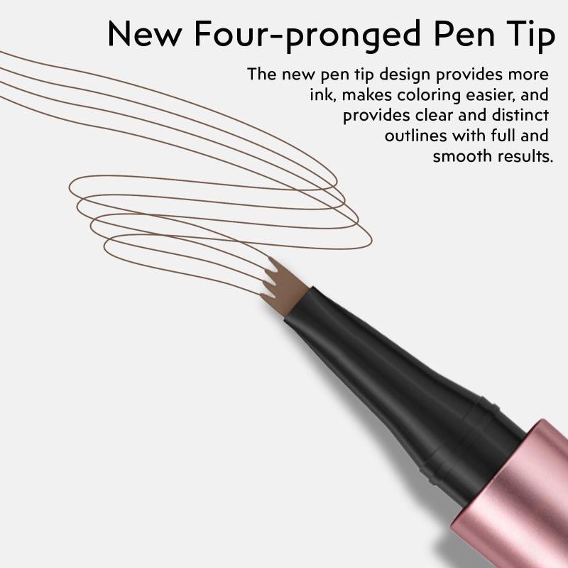 LOKFAR 2Pcs Microblading Eyebrow Pen, Long-Lasting Waterproof Eyebrow Pencil with 4-Fork-Tip for 3D Realistic Brow, Easily Create Natural Hair-Like Brow Last All-Day, Eye Brow Pencils for Women -Light Brown - Image 3