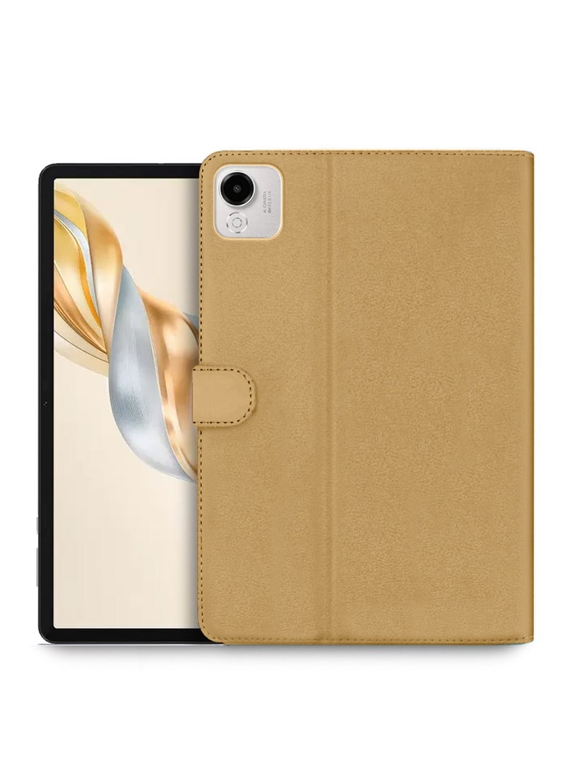 اوميكر غلاف حالة قابل للطي مع إغلاق مغناطيسي من الجلد الصناعي Honor Pad X9a 11.5 4G 2025 (TCFPSR) - بني فاتح - Image 1
