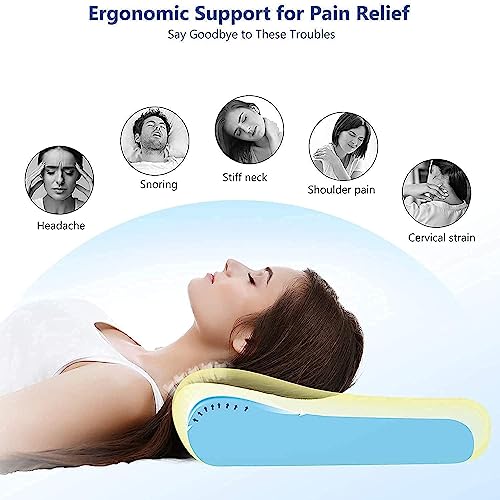 Cherryland Memory Foam Pillow Contour Cervical Orthopedic Supports Neck Pain and Shoulder Pain for Sleeping, Ergonomic Cervical Pillow Neck Support Pillow for Side Back - Image 3