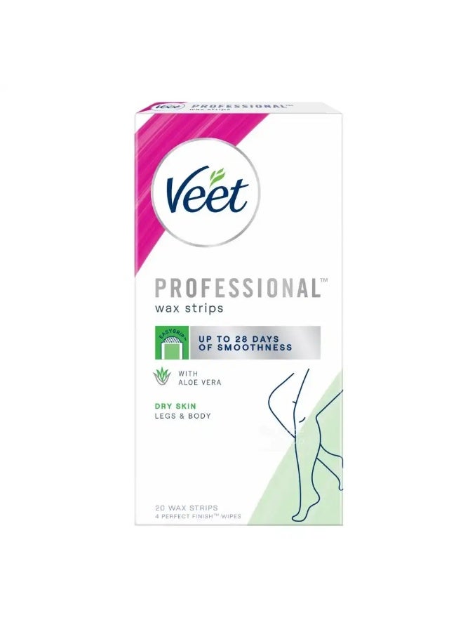Veet شرائح شمع فيت المحترفة مع الألوة فيرا لنعومة تدوم حتى 28 يومًا - 20 قطعة