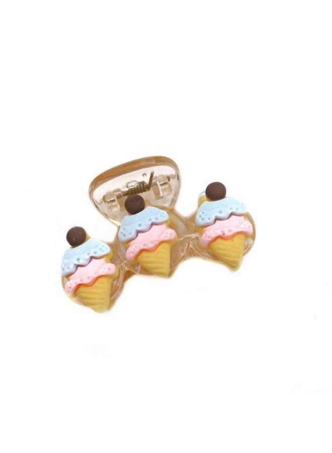Yellow Bee Triple Ice Cream Cone Hair Claw Clip - Whimsical Pastel Dessert Design - Image 2