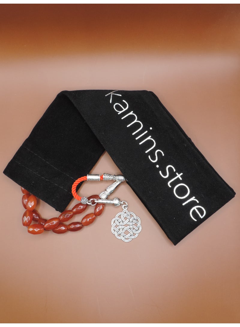 Kamins Collection Faceted Red Agate (Aqeeq) Tasbih/Prayer Beads/33beads - Image 1