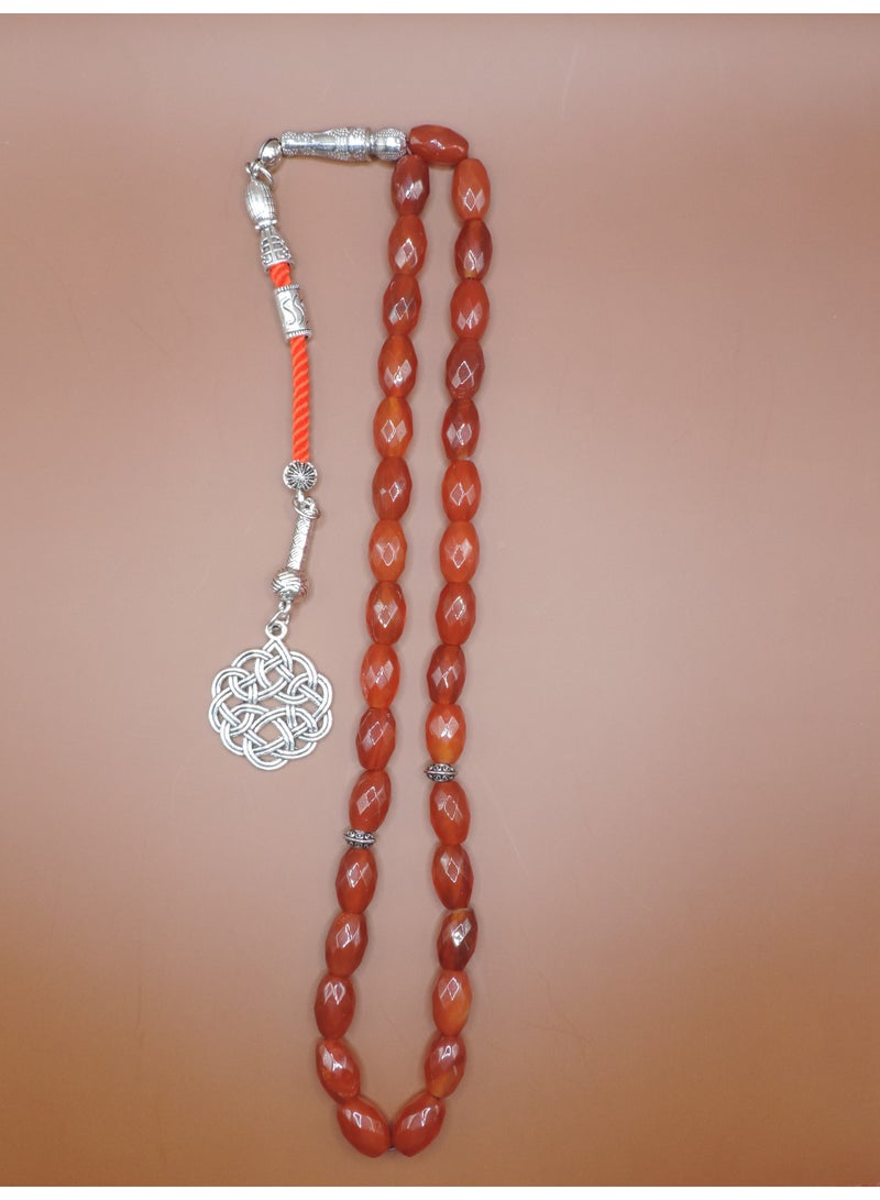 Kamins Collection Faceted Red Agate (Aqeeq) Tasbih/Prayer Beads/33beads - Image 2