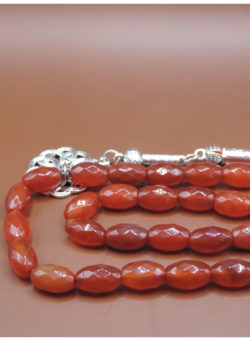 Kamins Collection Faceted Red Agate (Aqeeq) Tasbih/Prayer Beads/33beads - Image 3