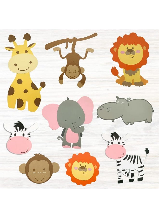 Pinfliers Pinfliers Jungle Theme Birthday Decoration Item, Paper Animal Cutouts for Jungle Theme - 9 Pcs Set, Safari/Animal Theme Birthday Party Decorations Cut-Outs/Cutouts  - Image 1