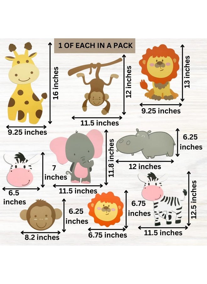 Pinfliers Pinfliers Jungle Theme Birthday Decoration Item, Paper Animal Cutouts for Jungle Theme - 9 Pcs Set, Safari/Animal Theme Birthday Party Decorations Cut-Outs/Cutouts  - Image 2