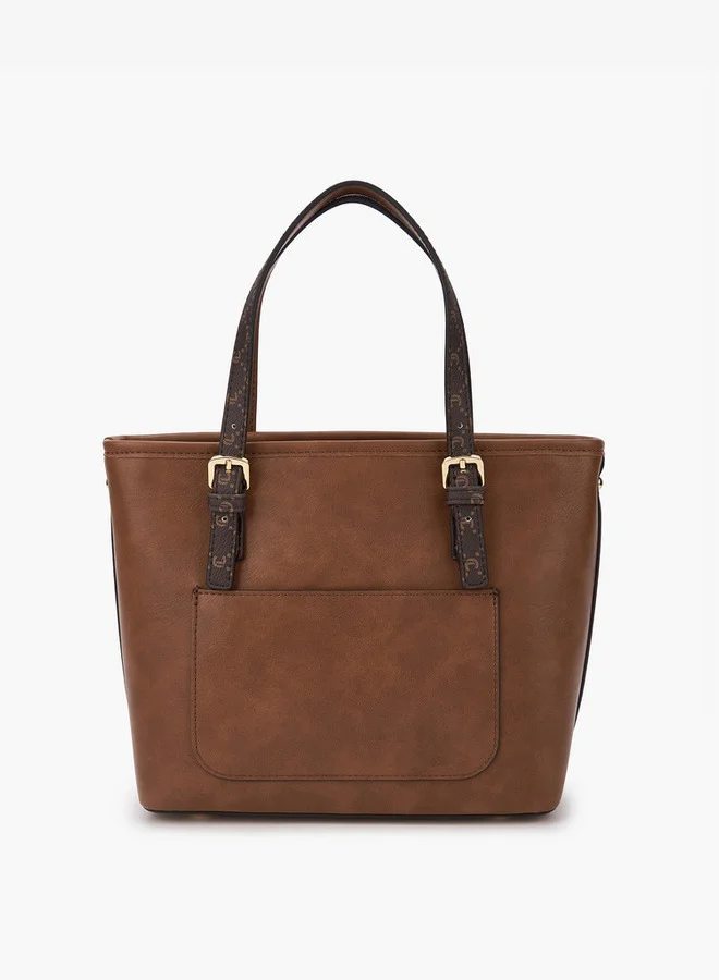 Le Confort Solid Tote Bag with Printed Handles