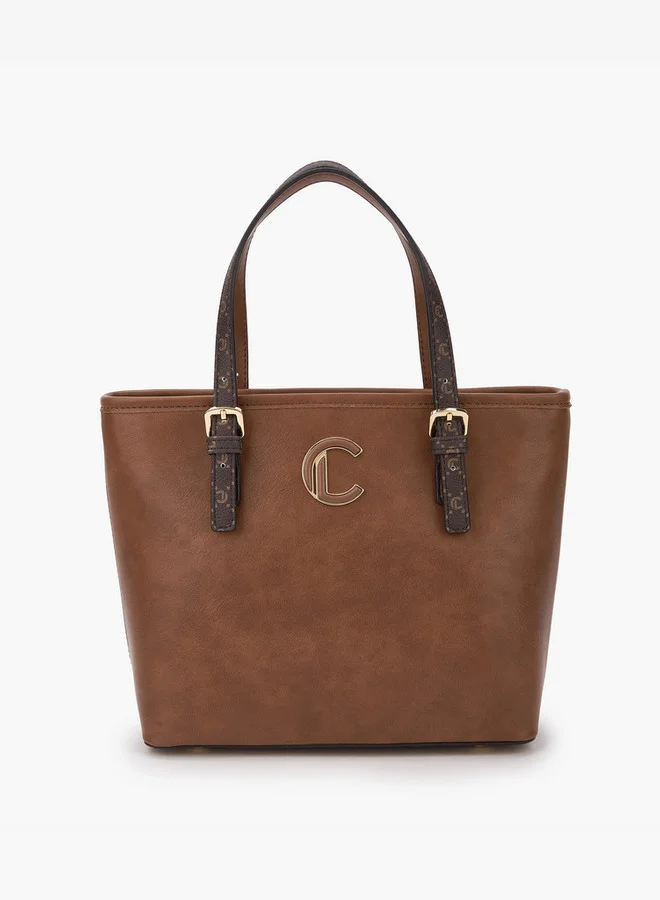 Le Confort Solid Tote Bag with Printed Handles