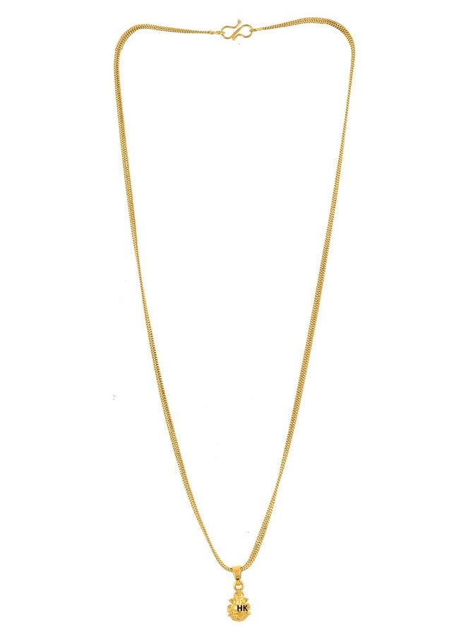 Handicraft Kottage - Handicraft Kottage 1 gm Micro Gold plated Stylesh Modern Brass Chain Pendant locket Necklace for Men,women and kids Ganesh ganapti ganpati bappa - Image 1