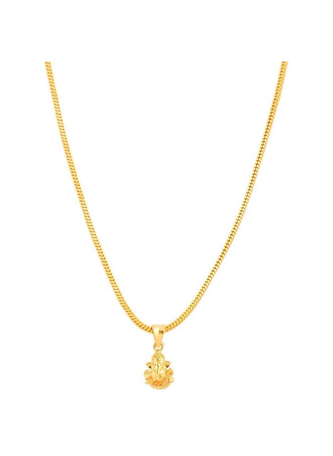 Handicraft Kottage - Handicraft Kottage 1 gm Micro Gold plated Stylesh Modern Brass Chain Pendant locket Necklace for Men,women and kids Ganesh ganapti ganpati bappa - Image 1