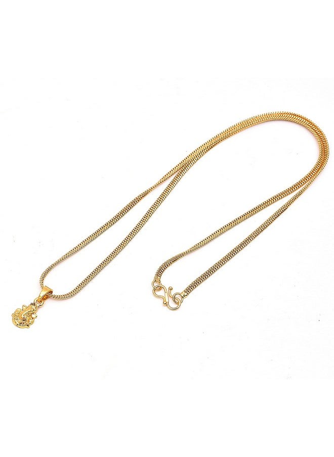 Handicraft Kottage - Handicraft Kottage 1 gm Micro Gold plated Stylesh Modern Brass Chain Pendant locket Necklace for Men,women and kids Ganesh ganapti ganpati bappa - Image 1