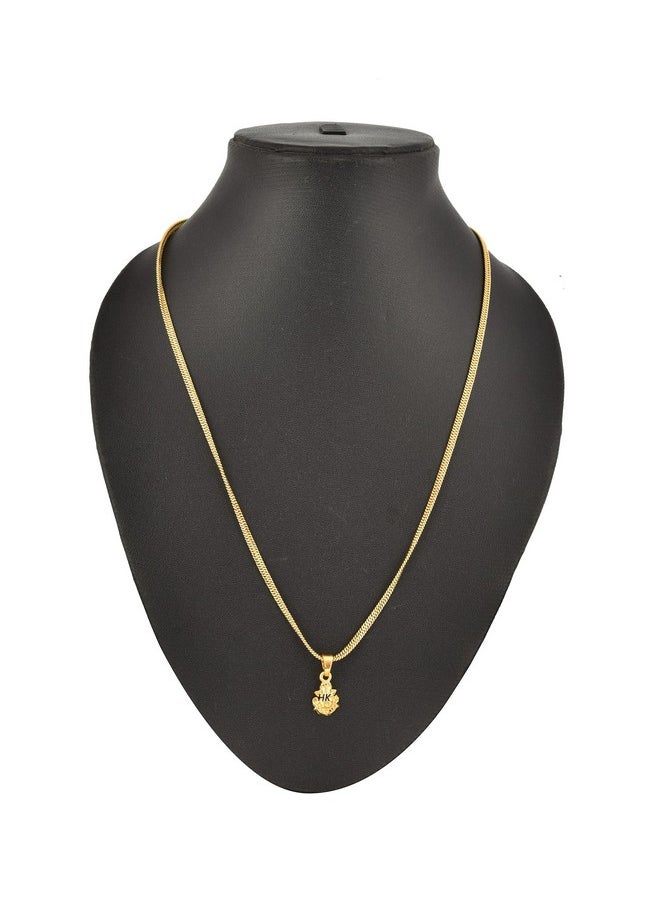 Handicraft Kottage - Handicraft Kottage 1 gm Micro Gold plated Stylesh Modern Brass Chain Pendant locket Necklace for Men,women and kids Ganesh ganapti ganpati bappa - Image 1