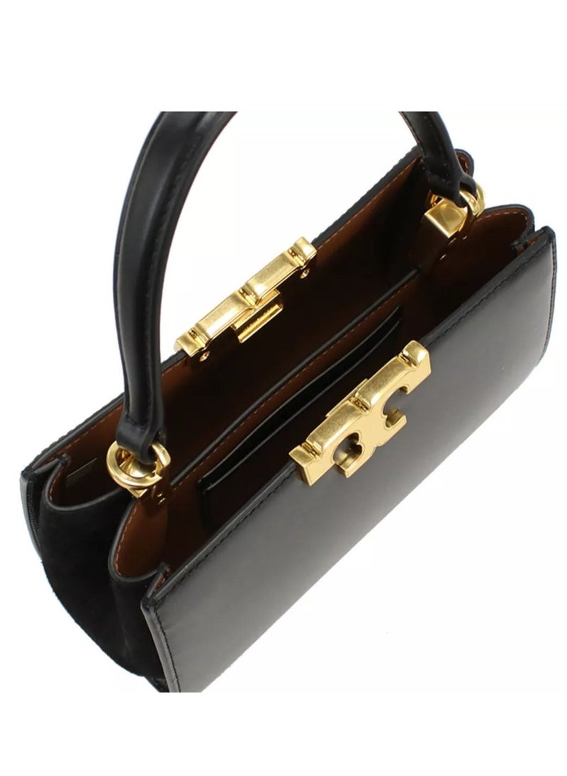 TB - Tory Burch Eleanor Leather Suede Trimmed Shoulder Crossbody Tote Bag - Image 1