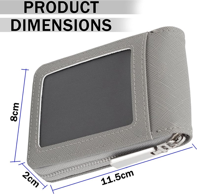 Storite 2 Pack PU Leather 9 Slot Vertical Card Holder Wallet with Zipper Coin Purse for Men & Women | Credit Debit Card Organizer (Silver Grey, 11.5 x 1.75 x 8 cm) - Image 2