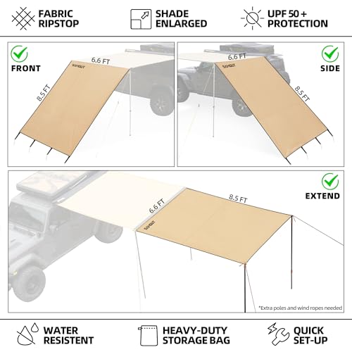 SAMOUT Awning Wall 6.6FT x 8.5FT Multi-Side Universal Awning Extension Waterproof Ripstop UV-Resistant for Windbreak & Sun Shade - Image 2
