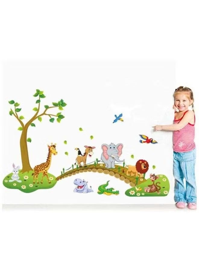 اي ار اس ملصق جداري متعدد الألوان على شكل حيوانات الغابة، 43 × 43 سم - Image 2