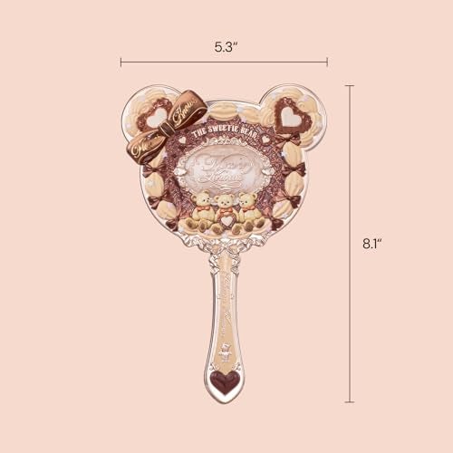 Flower Knows The Sweetie Bear Hand Mirror,Vintage Portable Handheld Mirror,Fancy & Pretty Princess Mirror with Long Handle,Gift for Girls(Carmal Brown) - Image 2