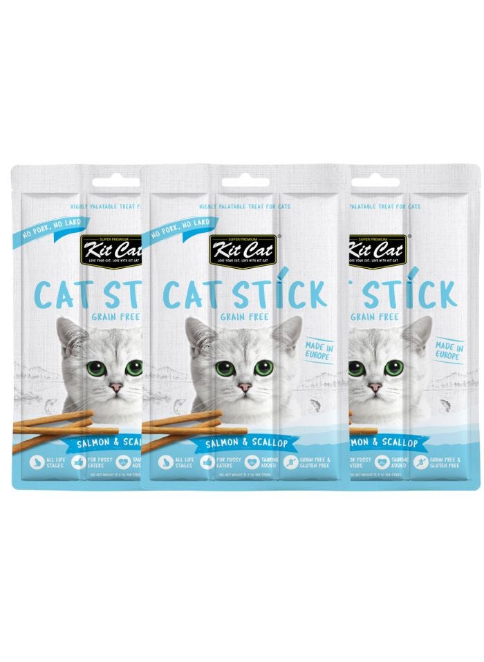 Kit Cat Grain Free Cat Stick Salmon & Scallop 3 x 15g - Image 1