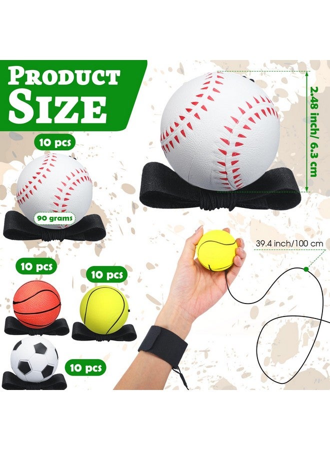 Liliful 40 Pcs 2.48 Inch Wrist Return Ball Sports Sports Wrist Balls on a String Rubber Rebound Bouncy Balls Wristband Toy for Wrist Exercise or Play, Gift Party Favor Toy - Image 2