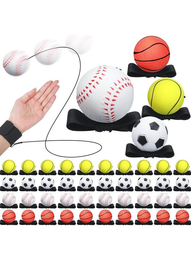 Liliful 40 Pcs 2.48 Inch Wrist Return Ball Sports Sports Wrist Balls on a String Rubber Rebound Bouncy Balls Wristband Toy for Wrist Exercise or Play, Gift Party Favor Toy - Image 1