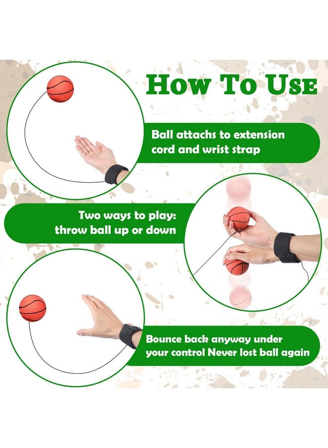 Liliful 40 Pcs 2.48 Inch Wrist Return Ball Sports Sports Wrist Balls on a String Rubber Rebound Bouncy Balls Wristband Toy for Wrist Exercise or Play, Gift Party Favor Toy - Image 3