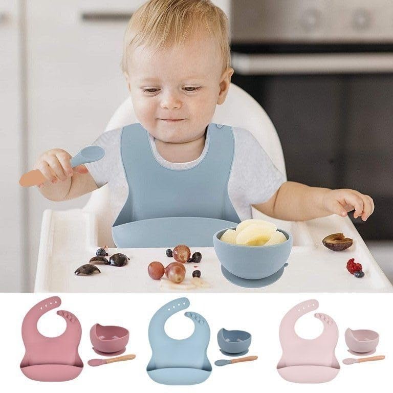 Xacton 6 in 1 Silicone Baby Feeding Set - Suction Plate, Bowl, Cup, Spoon, Fork, and Bib I BPA Free, Dishwasher, Freezer & Microwave Safe I Easy Clean I Feeding Kit for Infants & Toddler (Pink) - Image 5