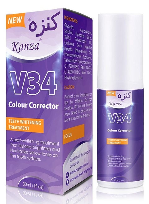 v34 Colour Corrector Purple Toothpaste Teeth Whitening Color Corrector Toothpaste Purple Teeth Whitener Teeth Whitening Booster Purple Whitening Toothpaste Teeth Whitener Tooth Stain Removal 30ml