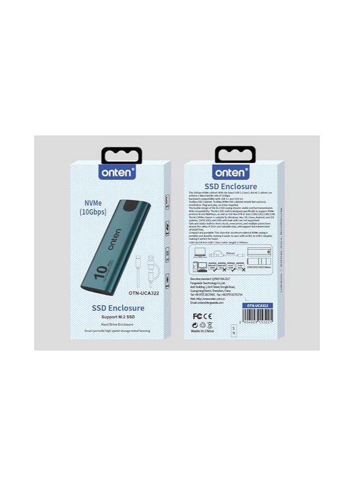 onten M.2 SSD External Enclosure – 10Gbps, USB 3.1/3.0, Compatible with 2230/2242/2260/2280, Supports Windows, macOS, Linux, Android, iOS  - Image 4