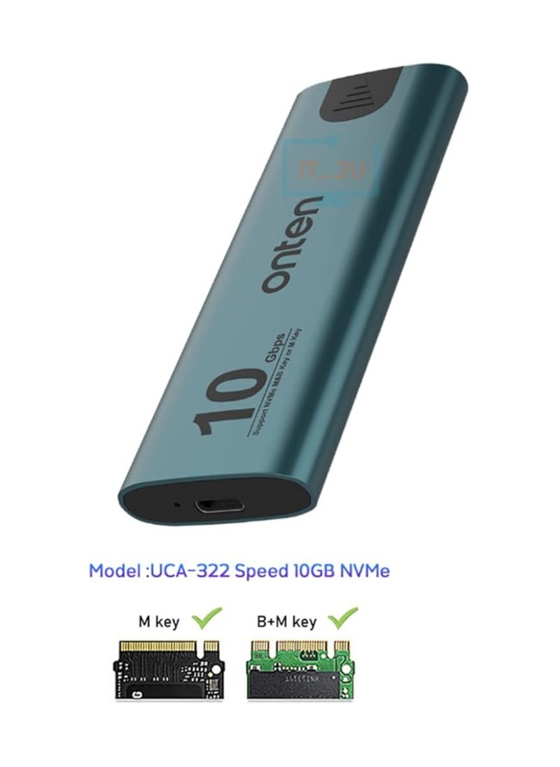 onten M.2 SSD External Enclosure – 10Gbps, USB 3.1/3.0, Compatible with 2230/2242/2260/2280, Supports Windows, macOS, Linux, Android, iOS  - Image 2