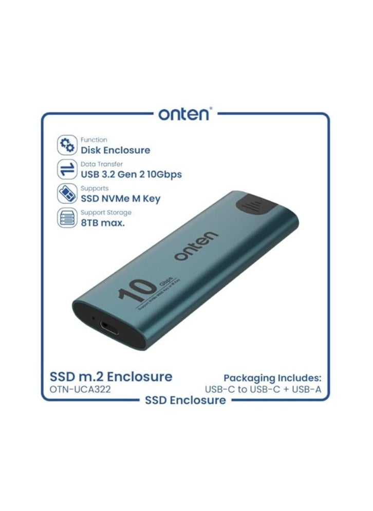 onten M.2 SSD External Enclosure – 10Gbps, USB 3.1/3.0, Compatible with 2230/2242/2260/2280, Supports Windows, macOS, Linux, Android, iOS  - Image 3
