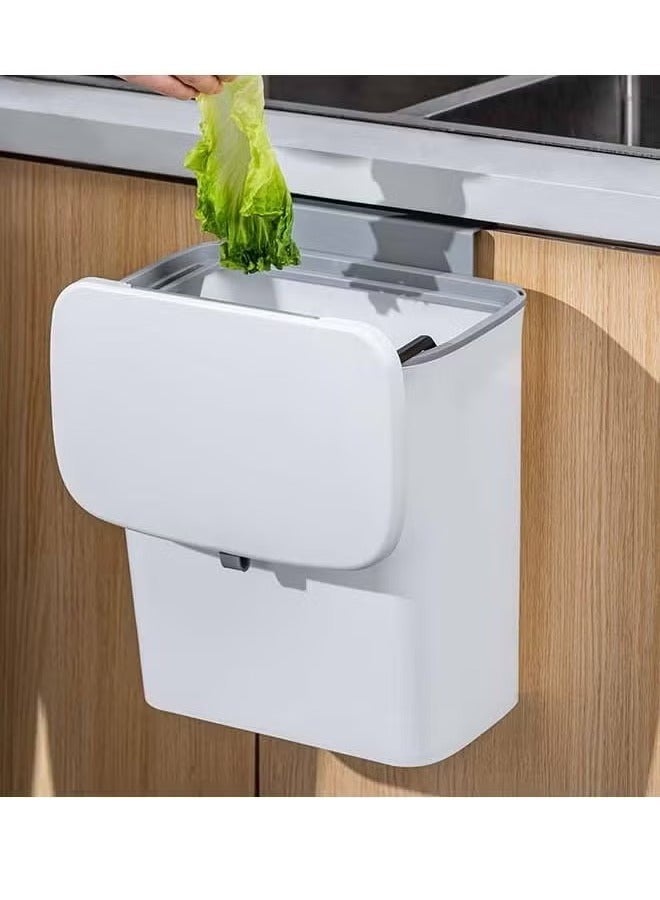Trash can Kitchen Cabinet Door Hanging Waste Bin Trash Can Wall Mounted Garbage Basket Kitchen Trash Can Lid Large Rubbish Garbage Bin Trash can for Bedroom - Image 1