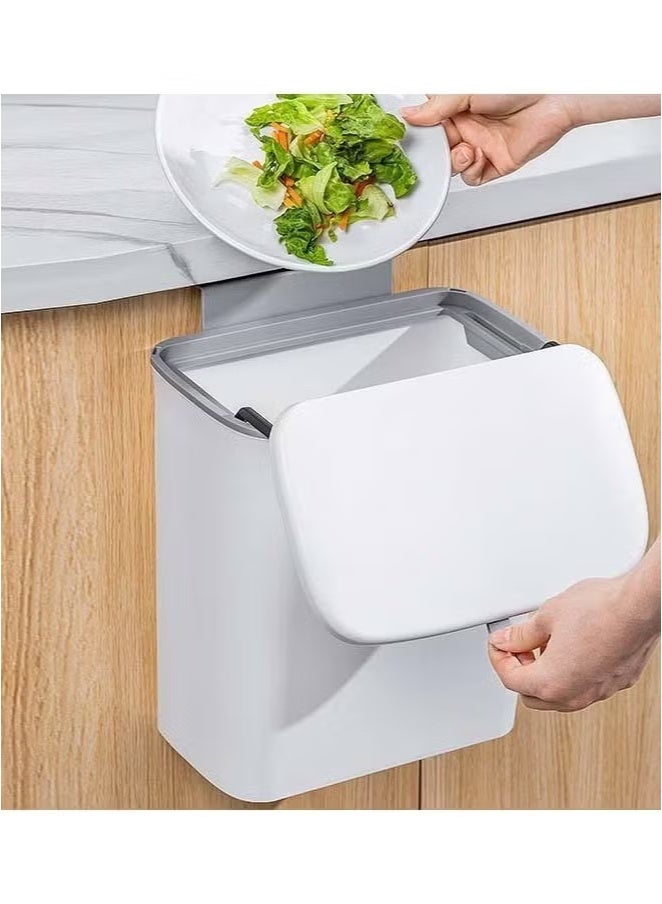 Trash can Kitchen Cabinet Door Hanging Waste Bin Trash Can Wall Mounted Garbage Basket Kitchen Trash Can Lid Large Rubbish Garbage Bin Trash can for Bedroom - Image 4