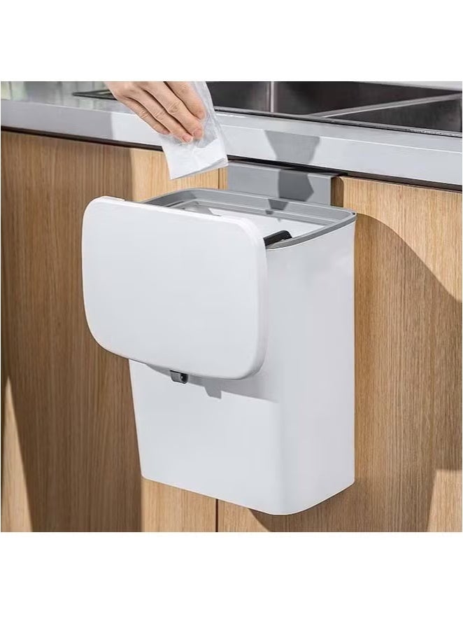 Trash can Kitchen Cabinet Door Hanging Waste Bin Trash Can Wall Mounted Garbage Basket Kitchen Trash Can Lid Large Rubbish Garbage Bin Trash can for Bedroom - Image 3