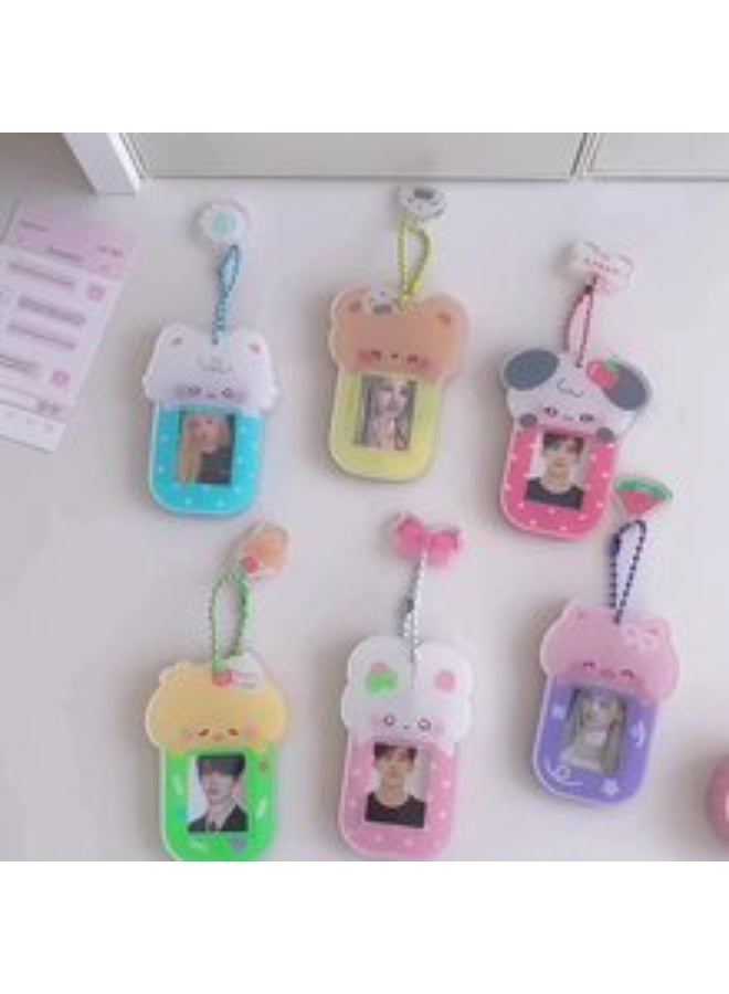 NIBEMINENT 1 - Piece Cartoon Acrylic Magnetic Suction Kpop Photo Card Holder Pendant Key Chain ID Badge Holder ID Card Holder Photo Card Protector for School ID Office ID Access Card for Women Girls - Image 2