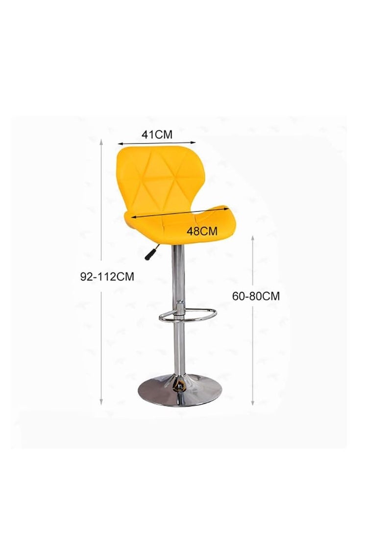 Generic - Bar Stool，Swivel Bar Chair with Back,PU Leather Adjustable Counter Height Bar Stools，Breakfast Barstools with Footrest for Home Kitchen Island (Yellow) - Image 1