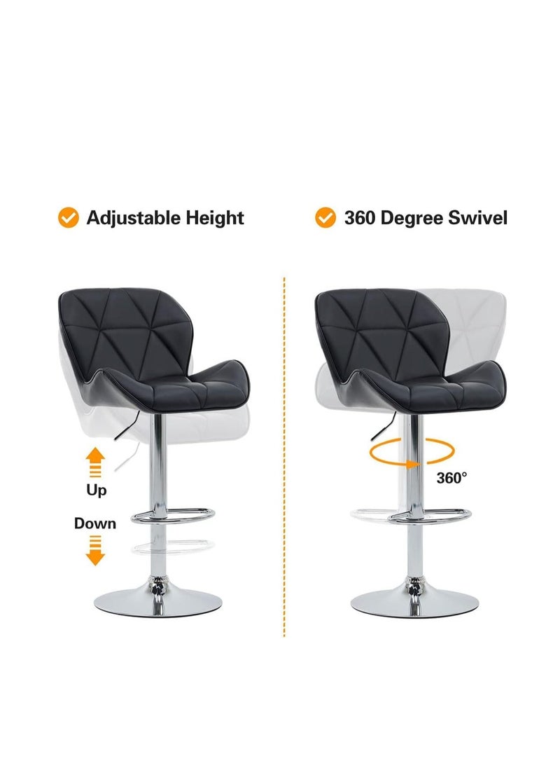 Generic - Bar Stool，Swivel Bar Chair with Back,PU Leather Adjustable Counter Height Bar Stools，Breakfast Barstools with Footrest for Home Kitchen Island (Yellow) - Image 1