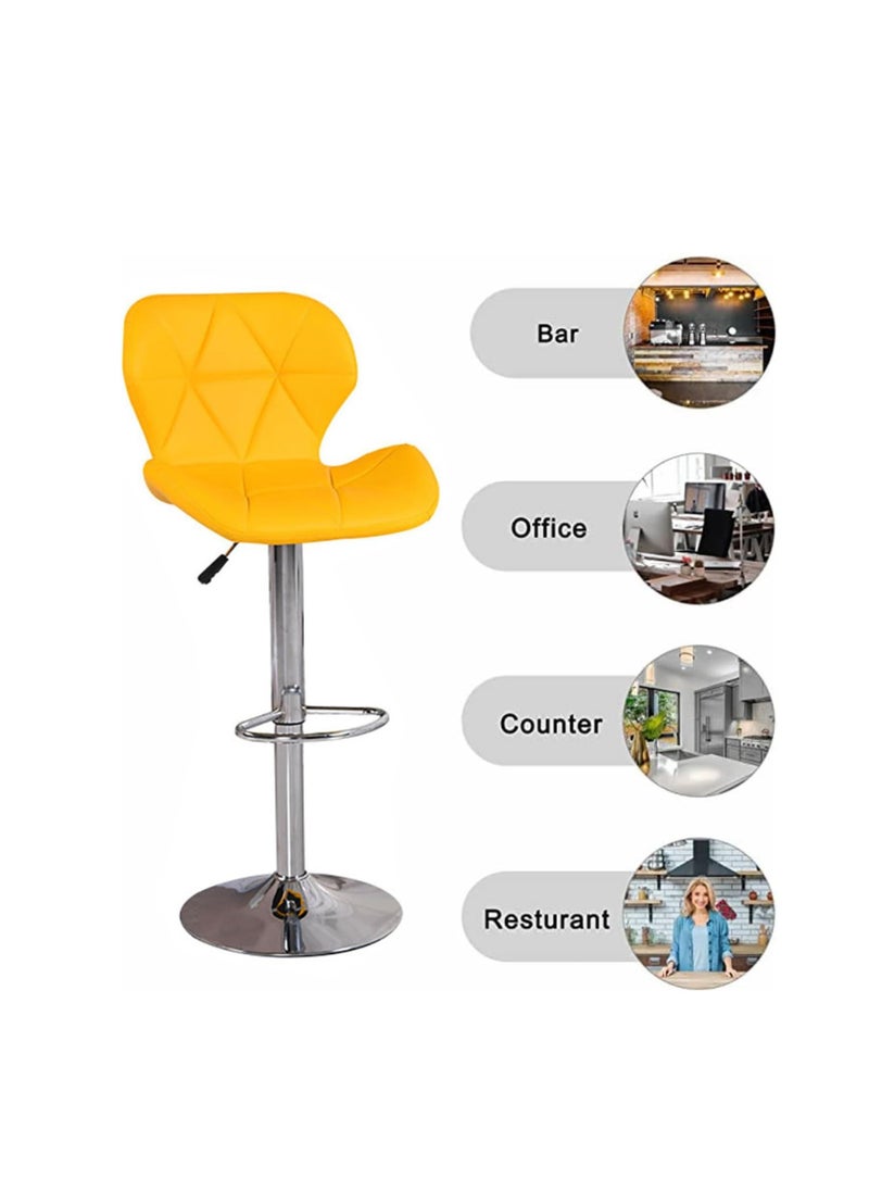 Generic - Bar Stool，Swivel Bar Chair with Back,PU Leather Adjustable Counter Height Bar Stools，Breakfast Barstools with Footrest for Home Kitchen Island (Yellow) - Image 1