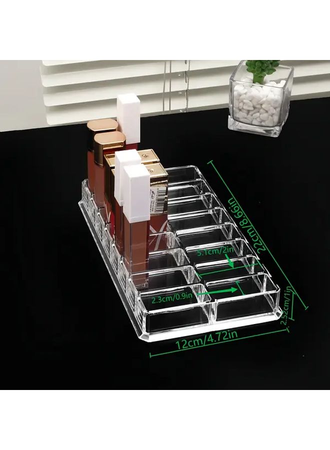 16 Slot Heart Shaped Acrylic Cosmetic Organizer Transparent Lightweight Plastic Desktop Storage Box For Makeup Brushes Lipsticks Eyeshadows Bathroom Vanity Desk Organizer - Image 3