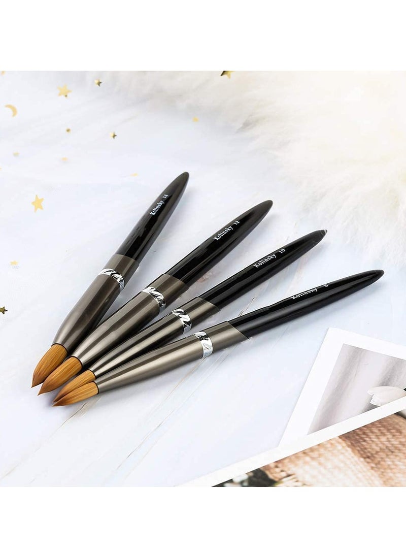 Barakah Acrylic Nail Brush, Oval Crimped Sable Acrylic Brush Wood Nail Art Brush for Acrylic Application Manicure Tool, Black - Image 5