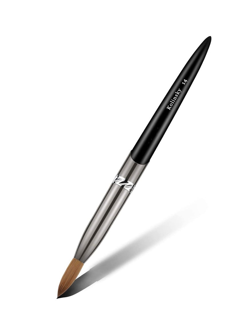 Barakah Acrylic Nail Brush, Oval Crimped Sable Acrylic Brush Wood Nail Art Brush for Acrylic Application Manicure Tool, Black - Image 1