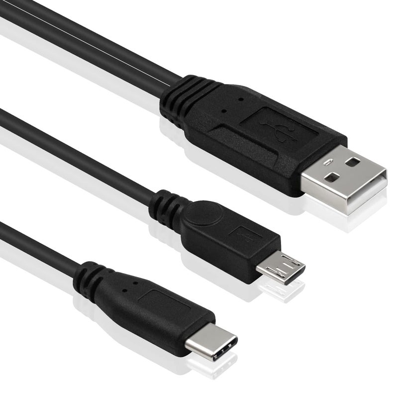 Duttek Multi Charging Cable, Multifunction 2 in 1 Charging Cable, USB 2.0 A to USB Type C and Micro USB Charging Cable Cord for Andriod Cell Phone Portable Power Banks (0.35M/1.14 Feet) - Image 2