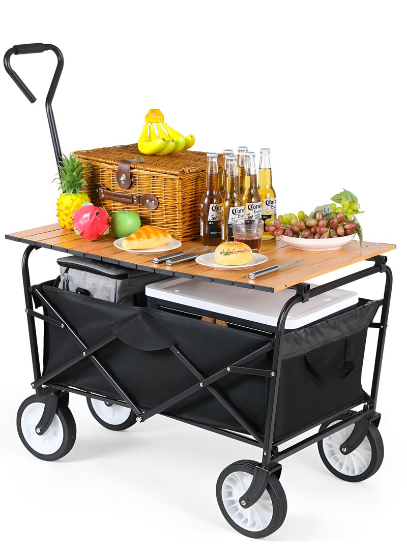 Reko - Foldable Shopping Cart With Cover - Aluminum Alloy Steel Three Wheels, Double Stair Climbing Cart Large Capacity Trolley 80kg - Image 1