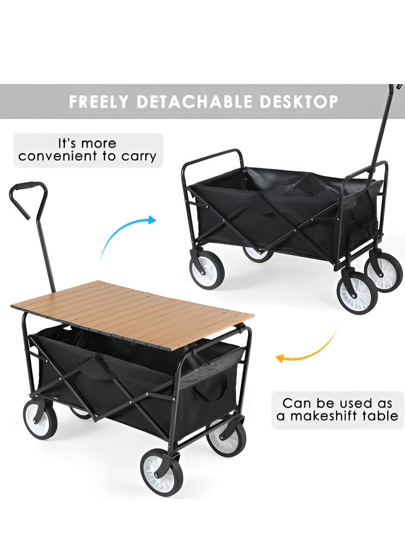Reko - Foldable Shopping Cart With Cover - Aluminum Alloy Steel Three Wheels, Double Stair Climbing Cart Large Capacity Trolley 80kg - Image 1