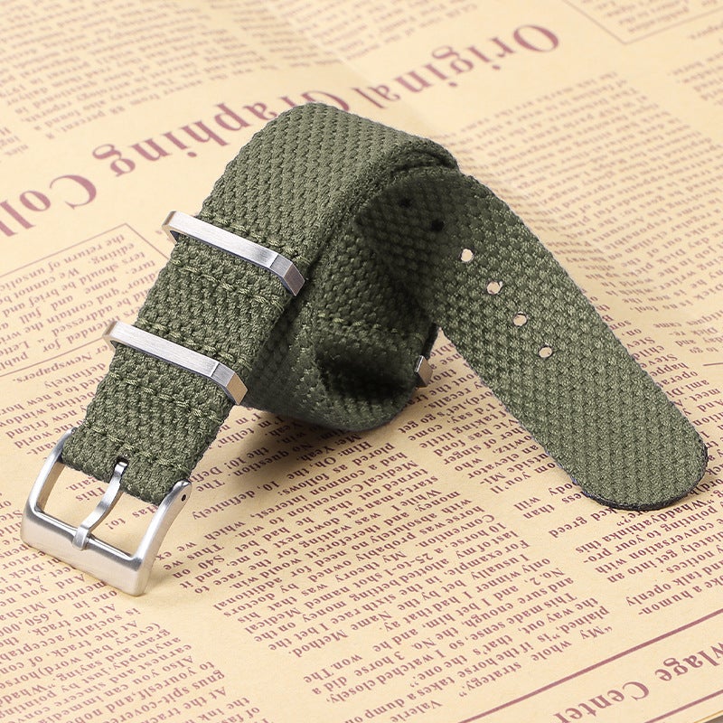 Generic NATO one nylon strap soft woven linen strap black blue green 20mm22mm men and women Green 