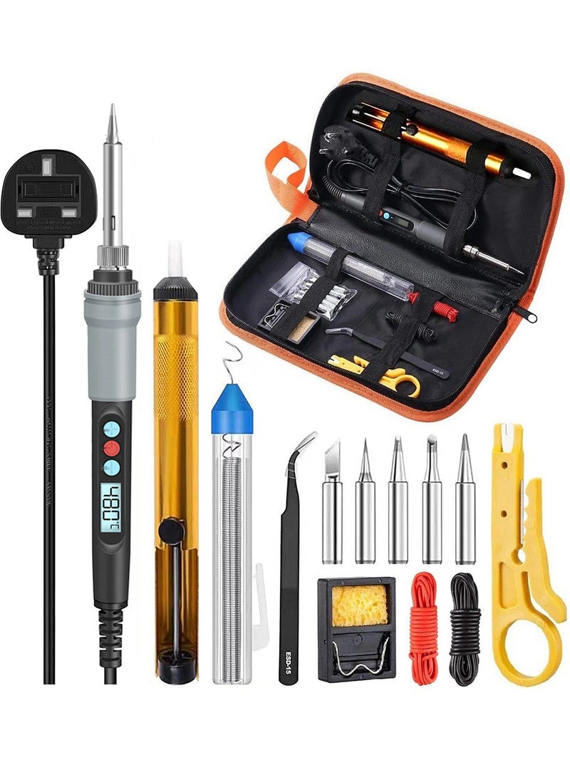 HOMESTAR Soldering Iron Kit, 90W Adjustable Temperature Soldering-Iron Gun Kit Welding Tool with 5 Tips, Desoldering Pump, Tin Wire Tube, Stand, Tweezers - Image 1
